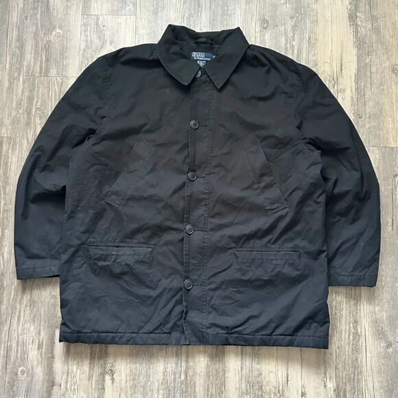 Vintage Polo Ralph Lauren Black Overcoat Size XL - Picture 1 of 5